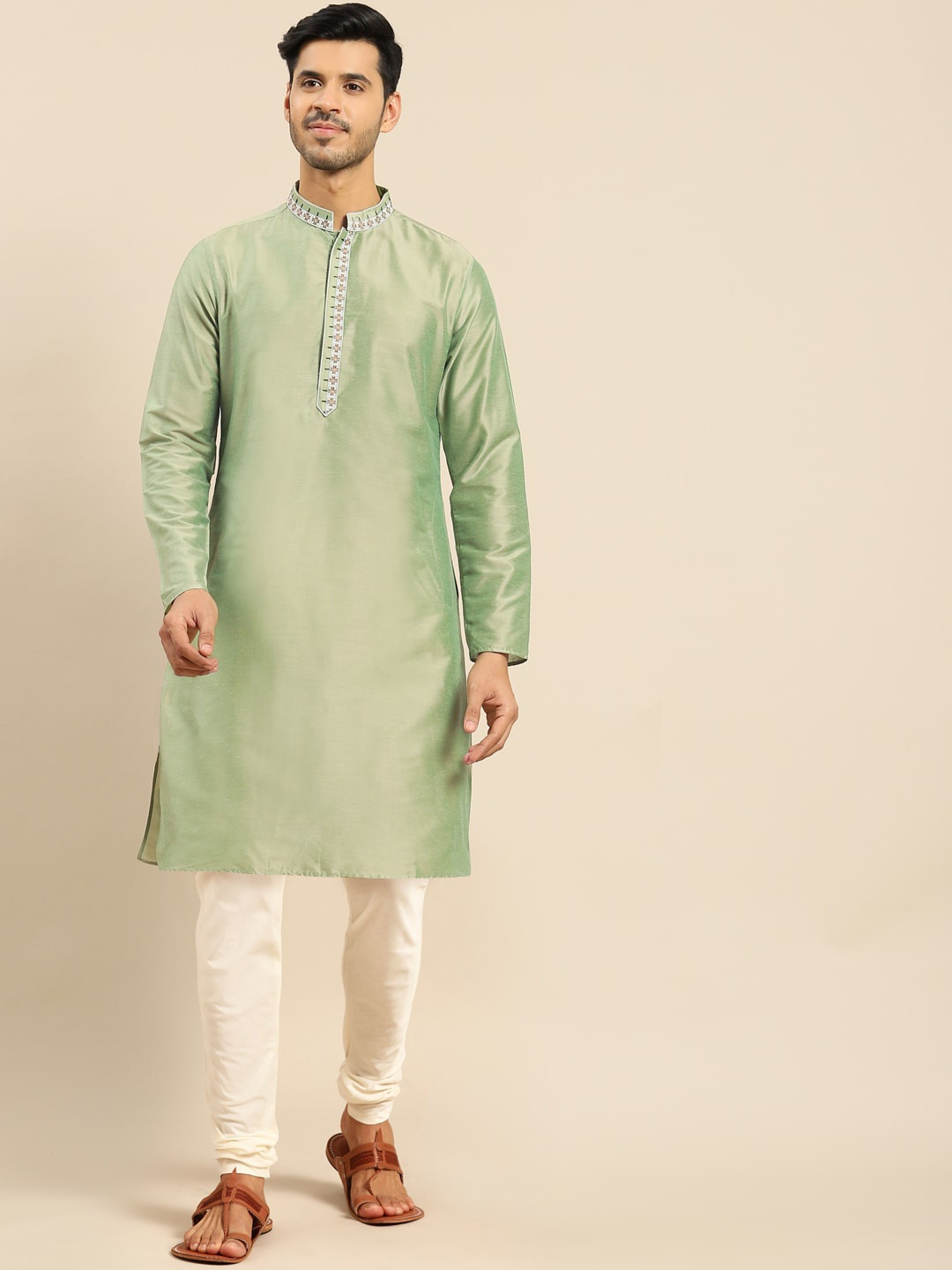 

Anouk Regular Thread Work Kurta With Churidar, Green