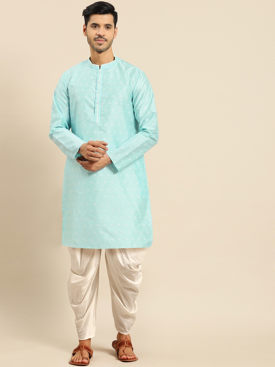 

Anouk Ethnic Motifs Woven Design Regular Kurta With Dhoti Pants, Blue