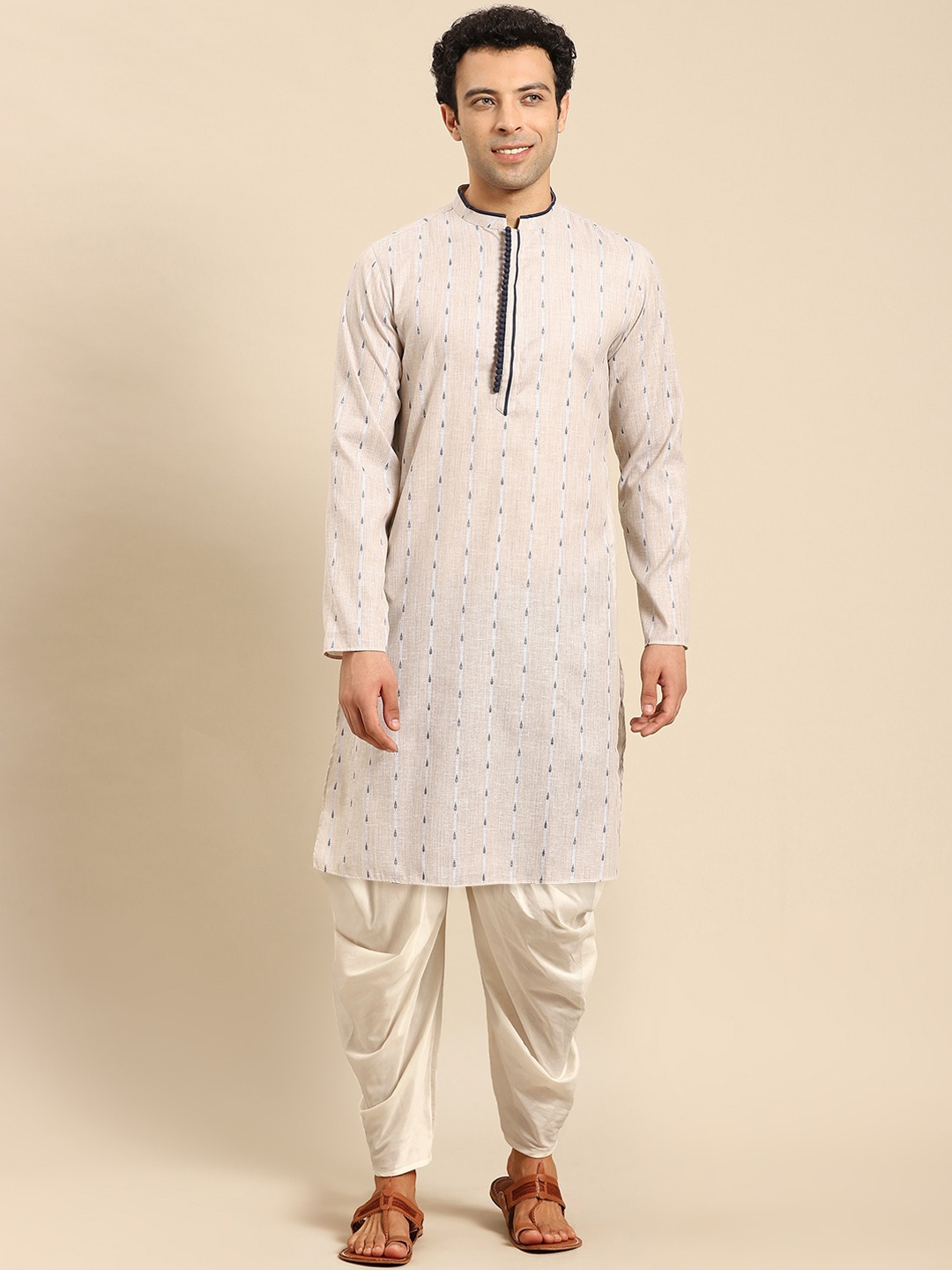 

Anouk Beige Regular Kurta with Dhoti Pants