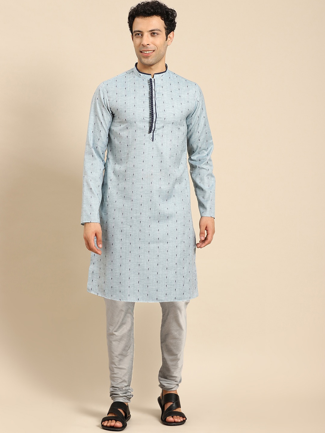 

Anouk Men Woven Design Regular Kurta With Churidar, Blue