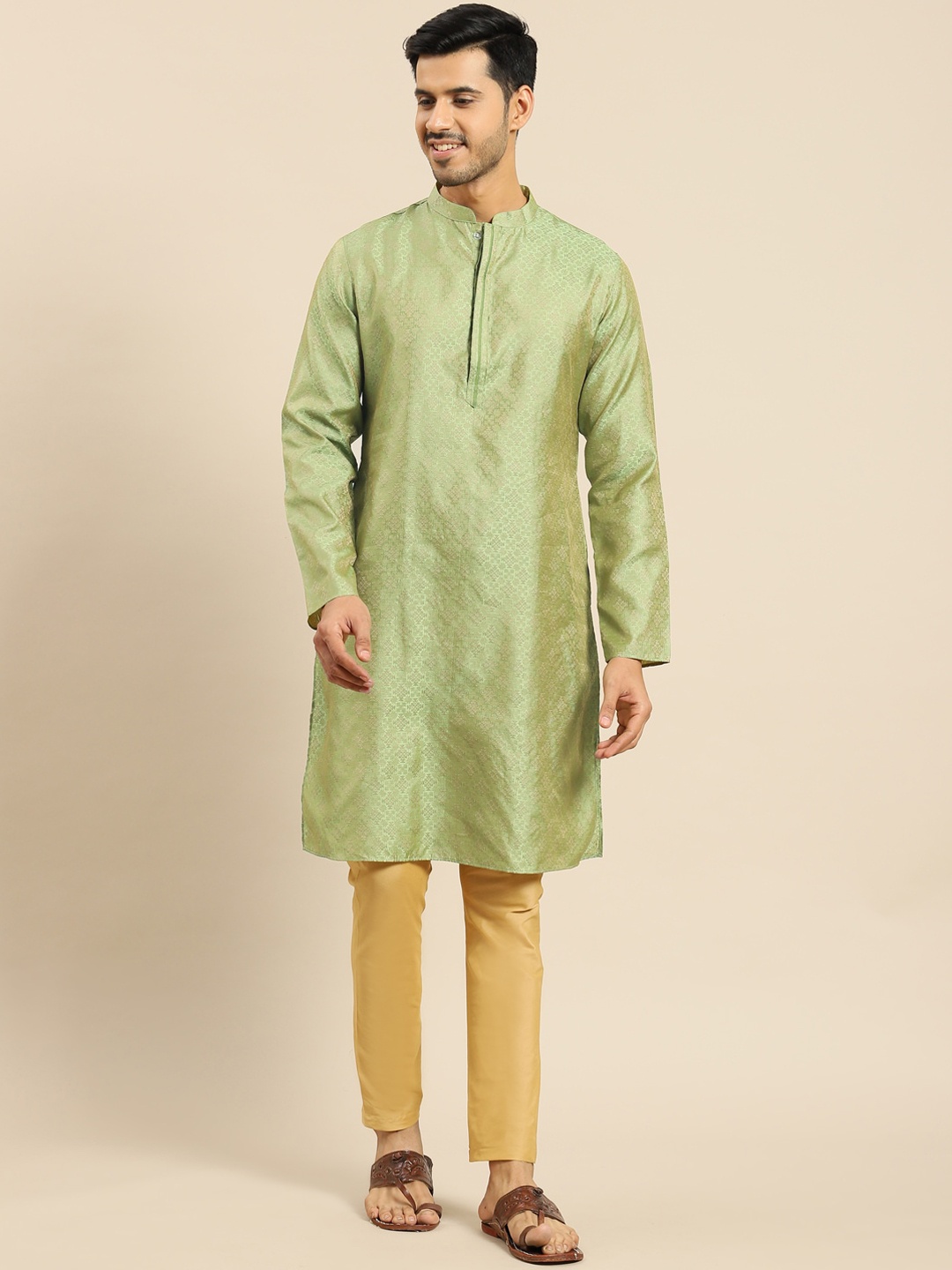 

Anouk Straight Kurta With Churidar, Lime green