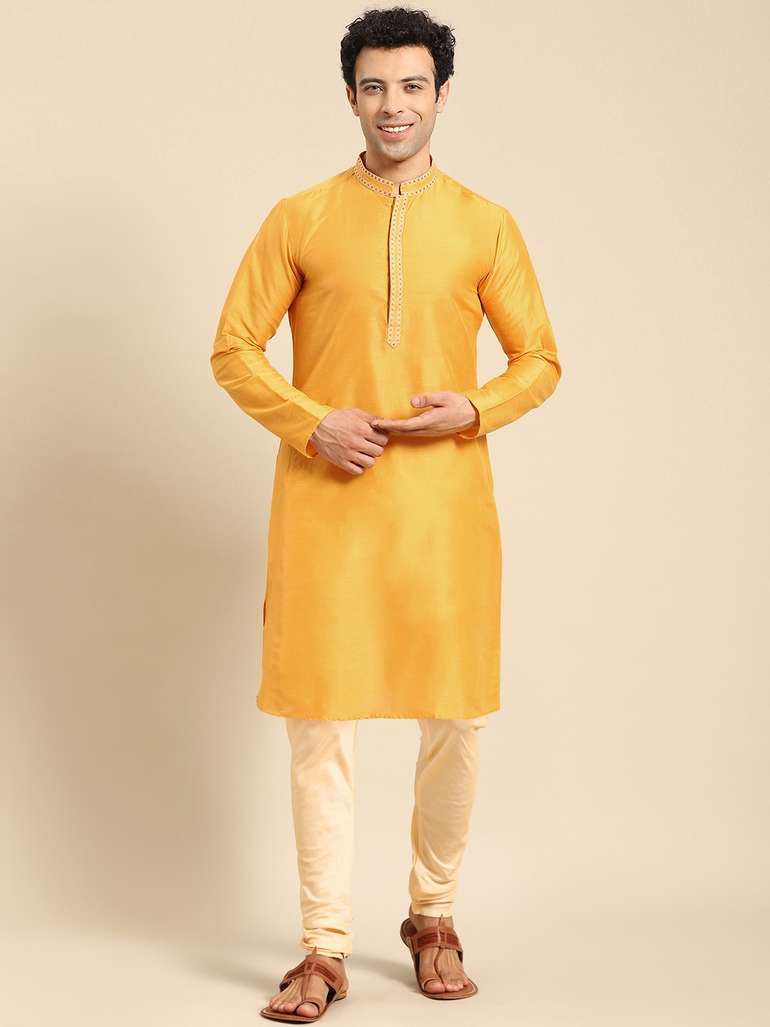 

Anouk Straight Kurta With Churidar, Mustard