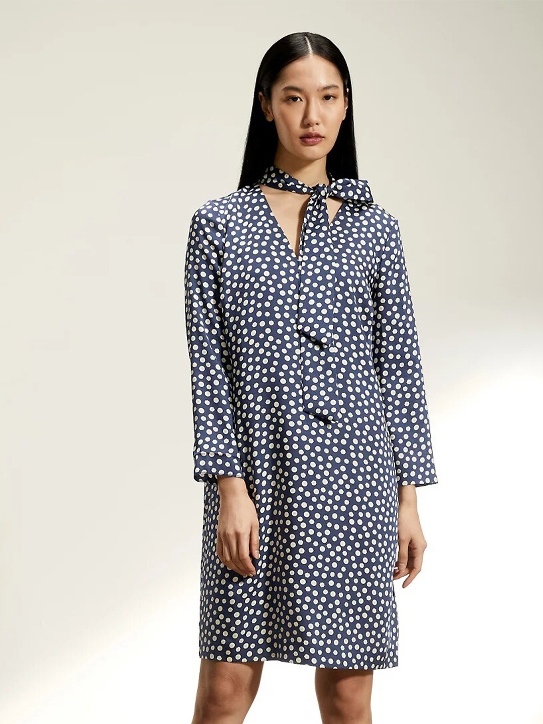 

Marks & Spencer Polka Dot Printed A-Line Dress, Navy blue
