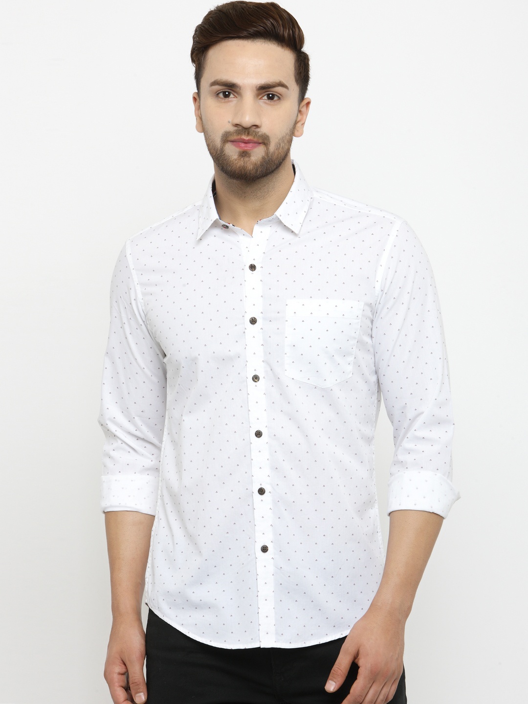 

Wills Lifestyle Men Off-White Slim Fit Printed Casual Shirt