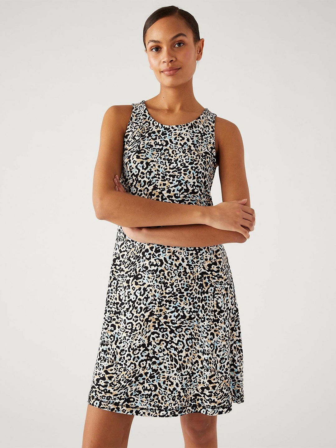 

Marks & Spencer Animal Printed Sleeveless A-Line Dress, Black