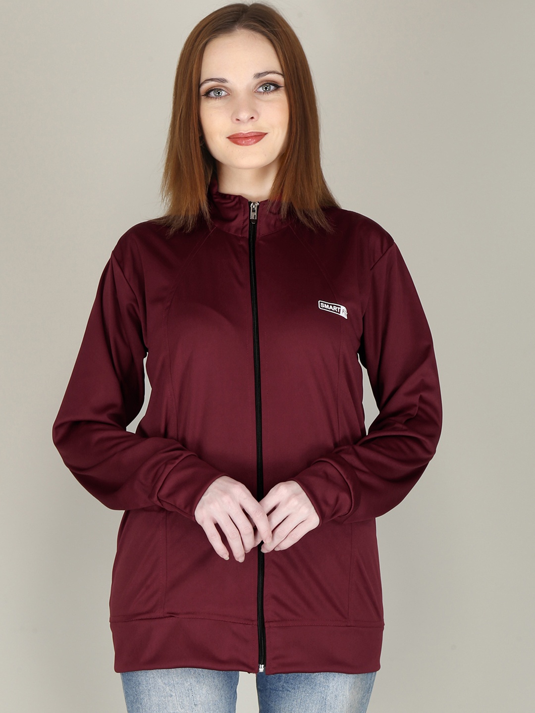 

FUBAR Mock Collar Tailored Jacket With Zip Detail, Maroon