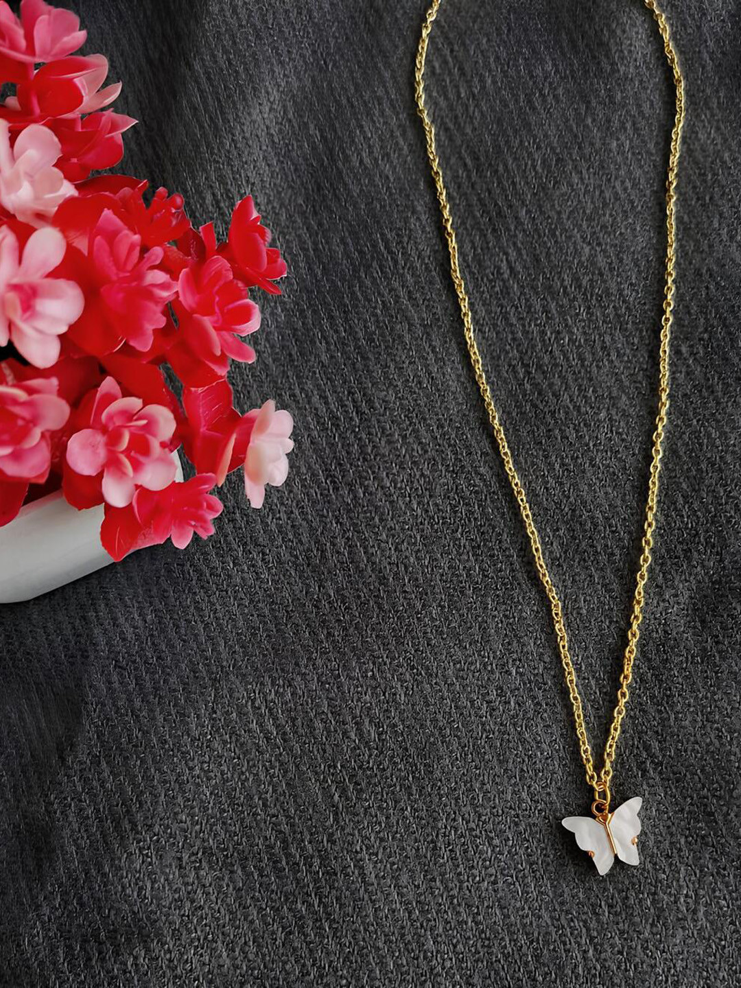 

ANNA CREATIONS Gold-Plated Butterfly Pendant With Chain