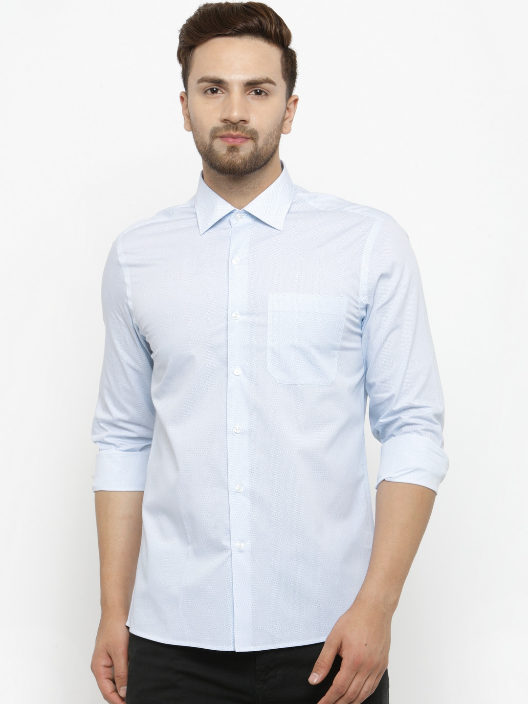 

Wills Lifestyle Men White & Blue Slim Fit Printed Casual Shirt