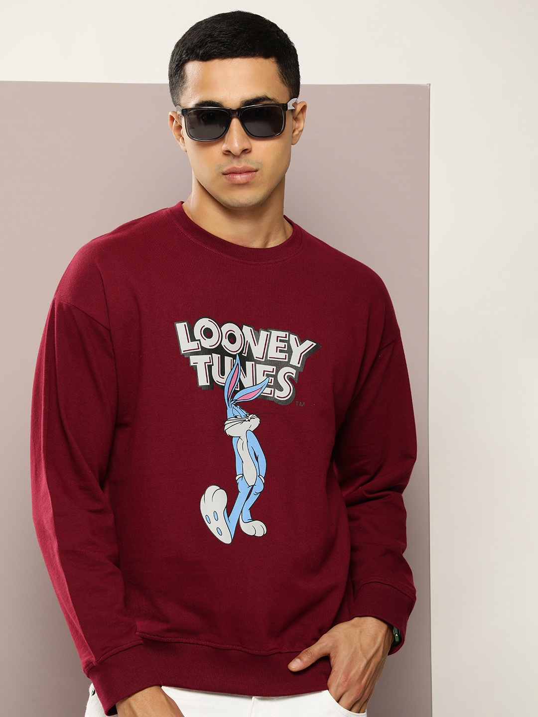 

Kook N Keech Men Looney Tunes Printed Pure Cotton Sweatshirt, Red