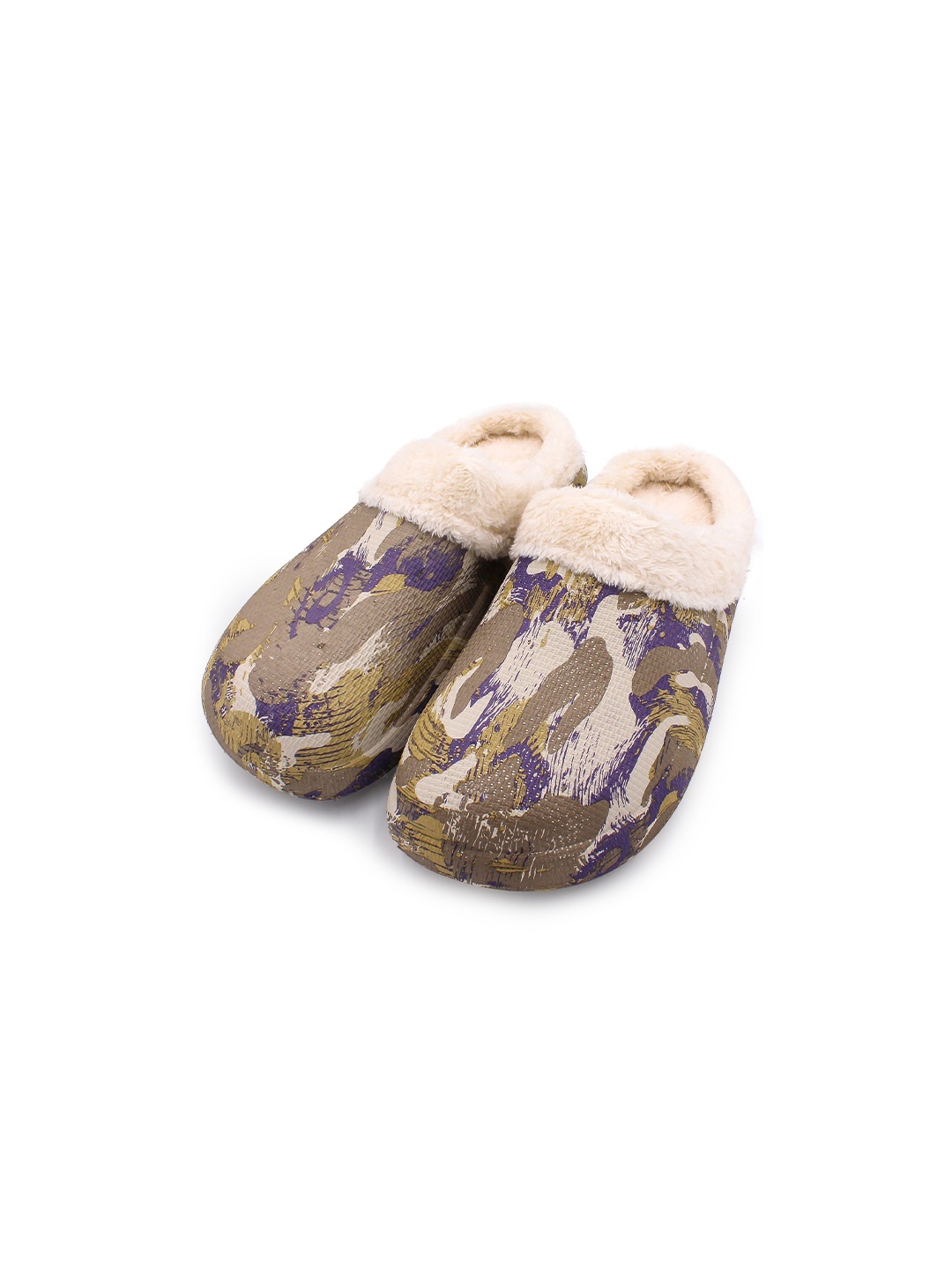 

JENNA Unisex Printed Lightweight Fur Room Slippers, Brown