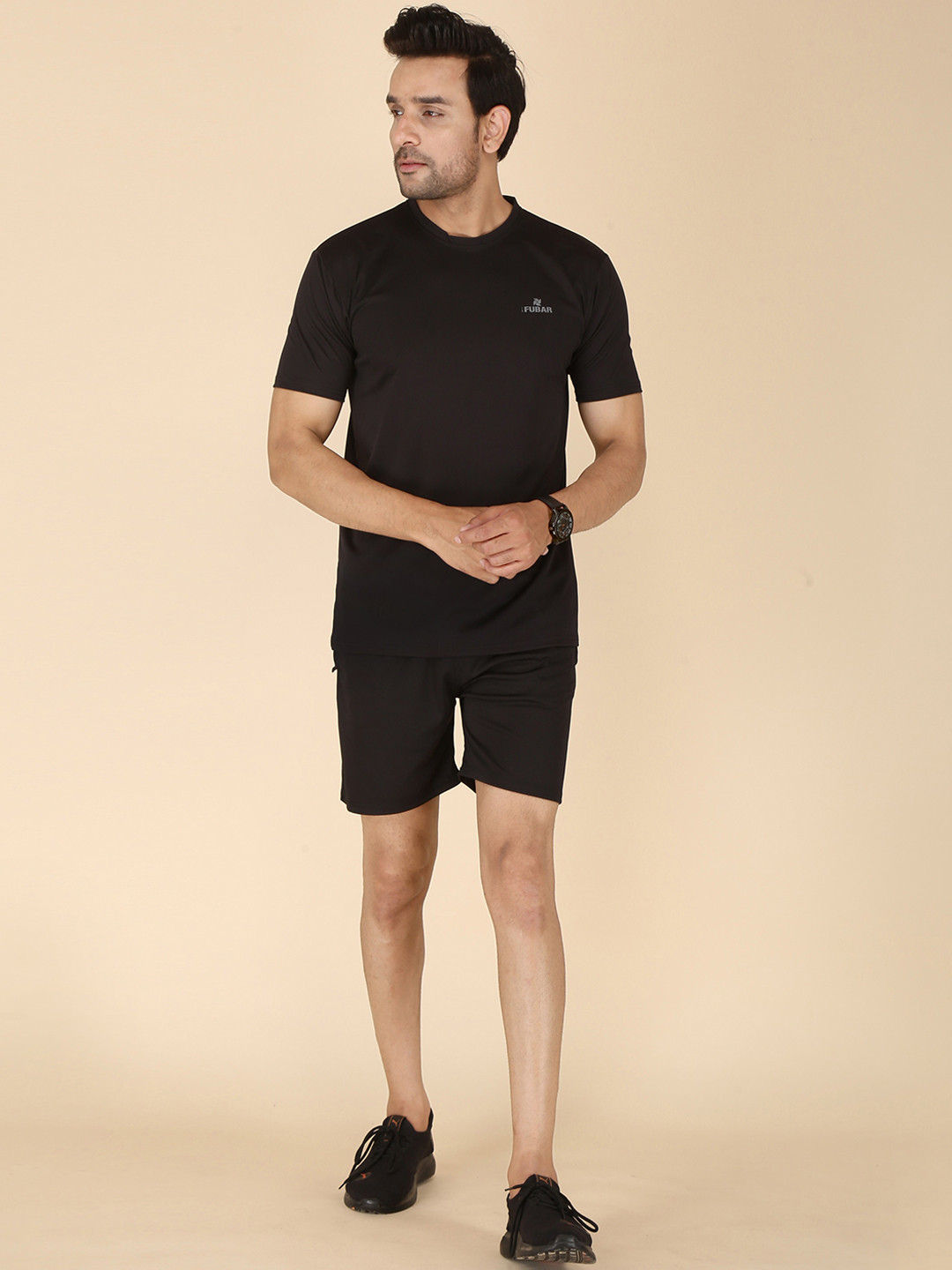 

FUBAR Printed Round Neck Tracksuit, Black