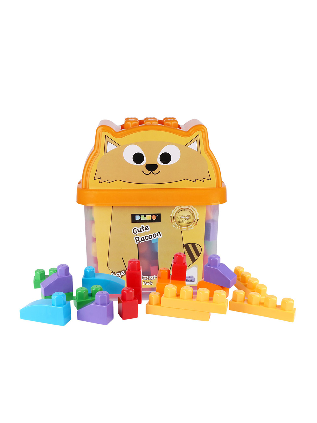 

Plex Kids 40 Pieces Cute Racoon Building Blocks Bucket, Multi
