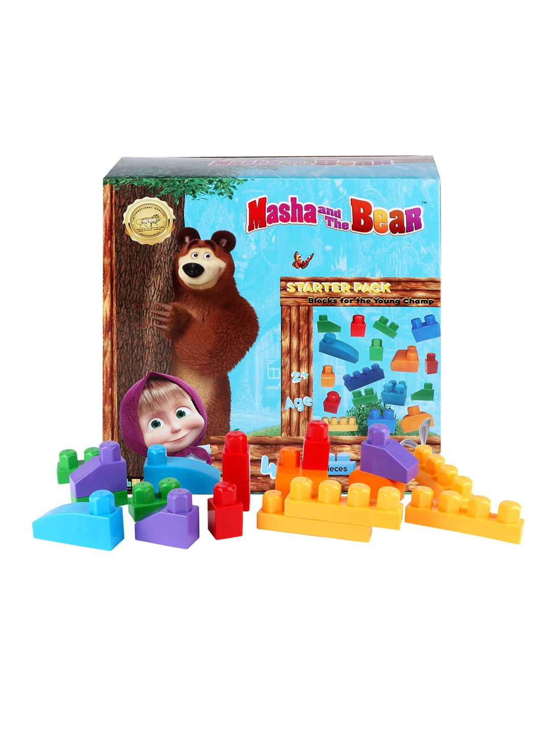 

Plex Kids 40 Pieces Masha & the Bear Building Blocks, Blue