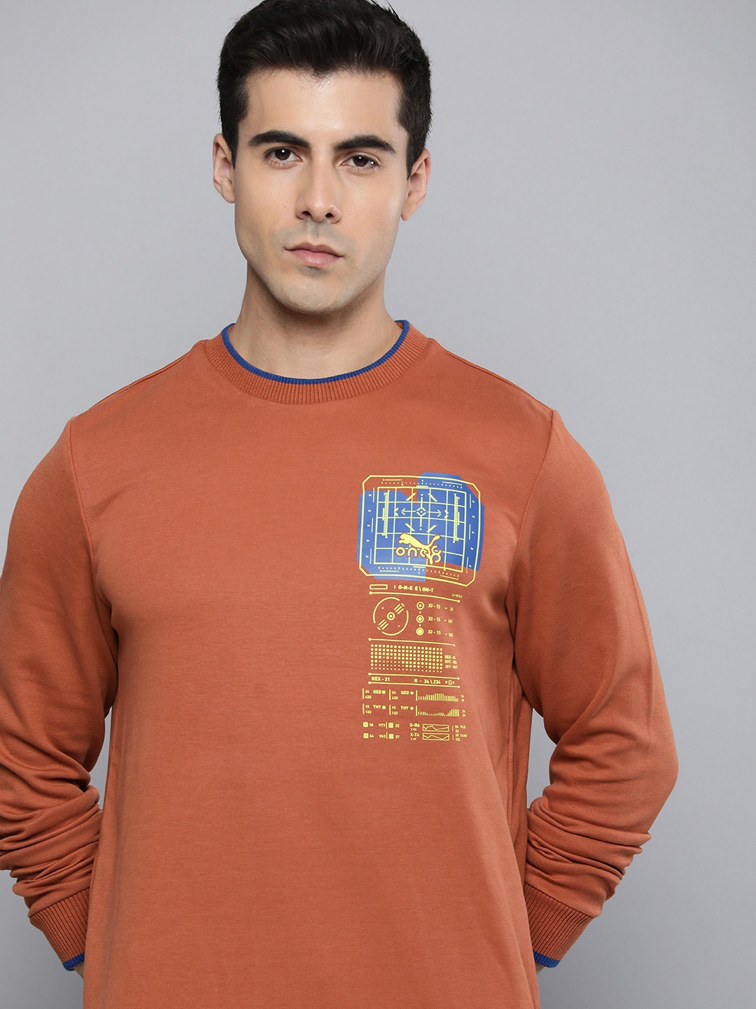 

one8 x PUMA Slim Fit Graphic Printed Elevated Sweatshirt, Rust