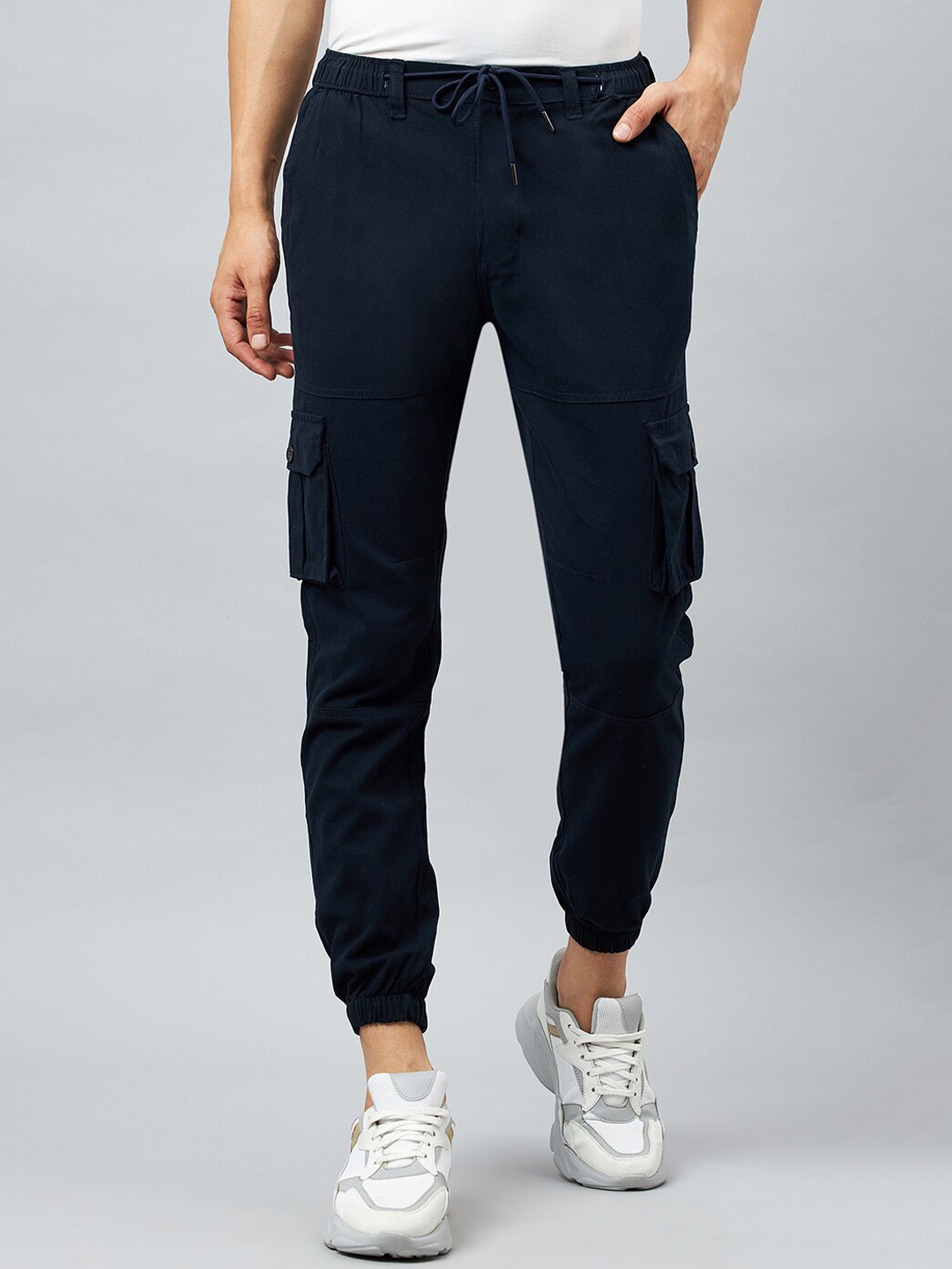 

Club York Men Mid-Rise Slim Fit Cotton Joggers, Blue