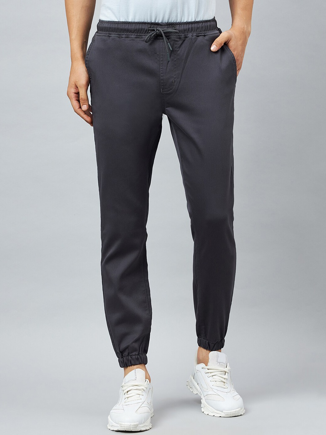 

Club York Men Mid-Rise Slim Fit Cotton Joggers, Grey