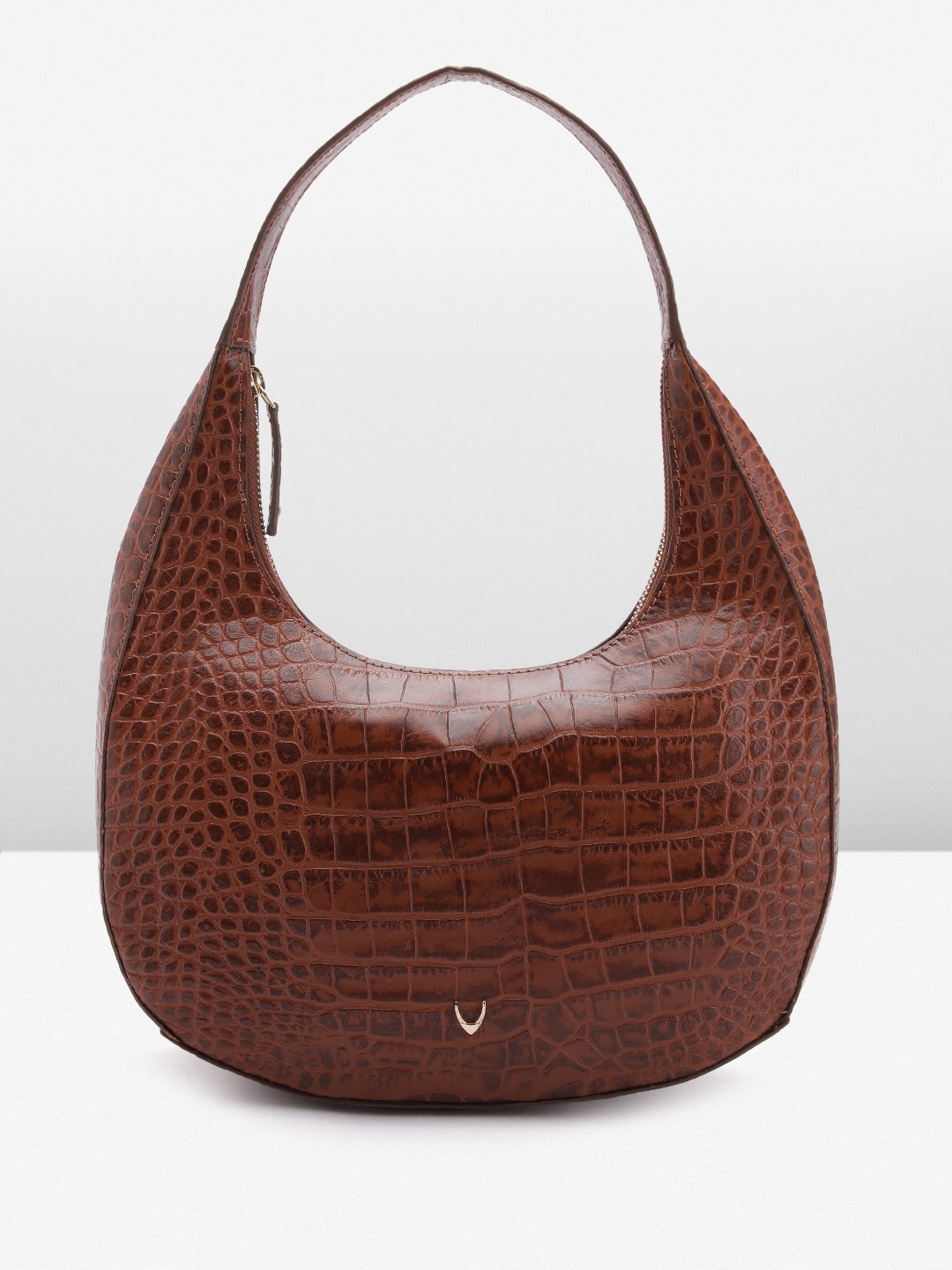

Hidesign Croc Textured Leather Structured Baguette Bag, Brown