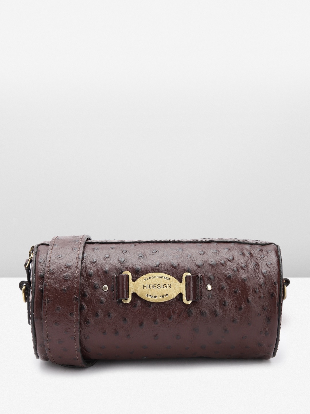 

Hidesign Textured Leather Bowling Sling Bag, Coffee brown