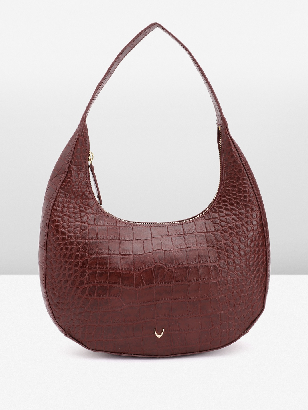 

Hidesign Croc Textured Leather Structured Baguette Bag, Maroon