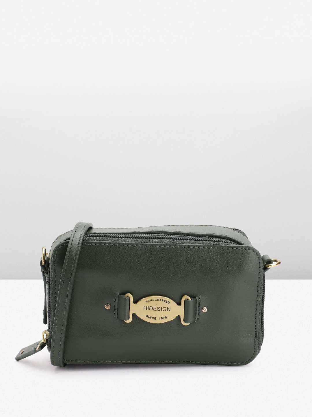 

Hidesign Leather Structured Sling Bag, Green