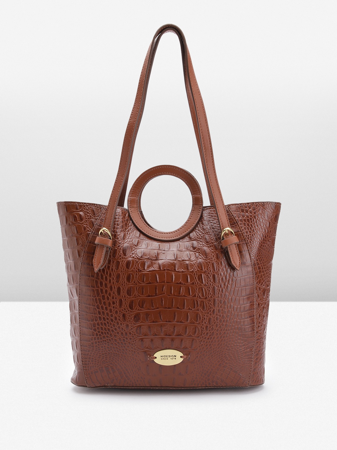 

Hidesign Croc Textured Leather Structured Shoulder Bag, Brown