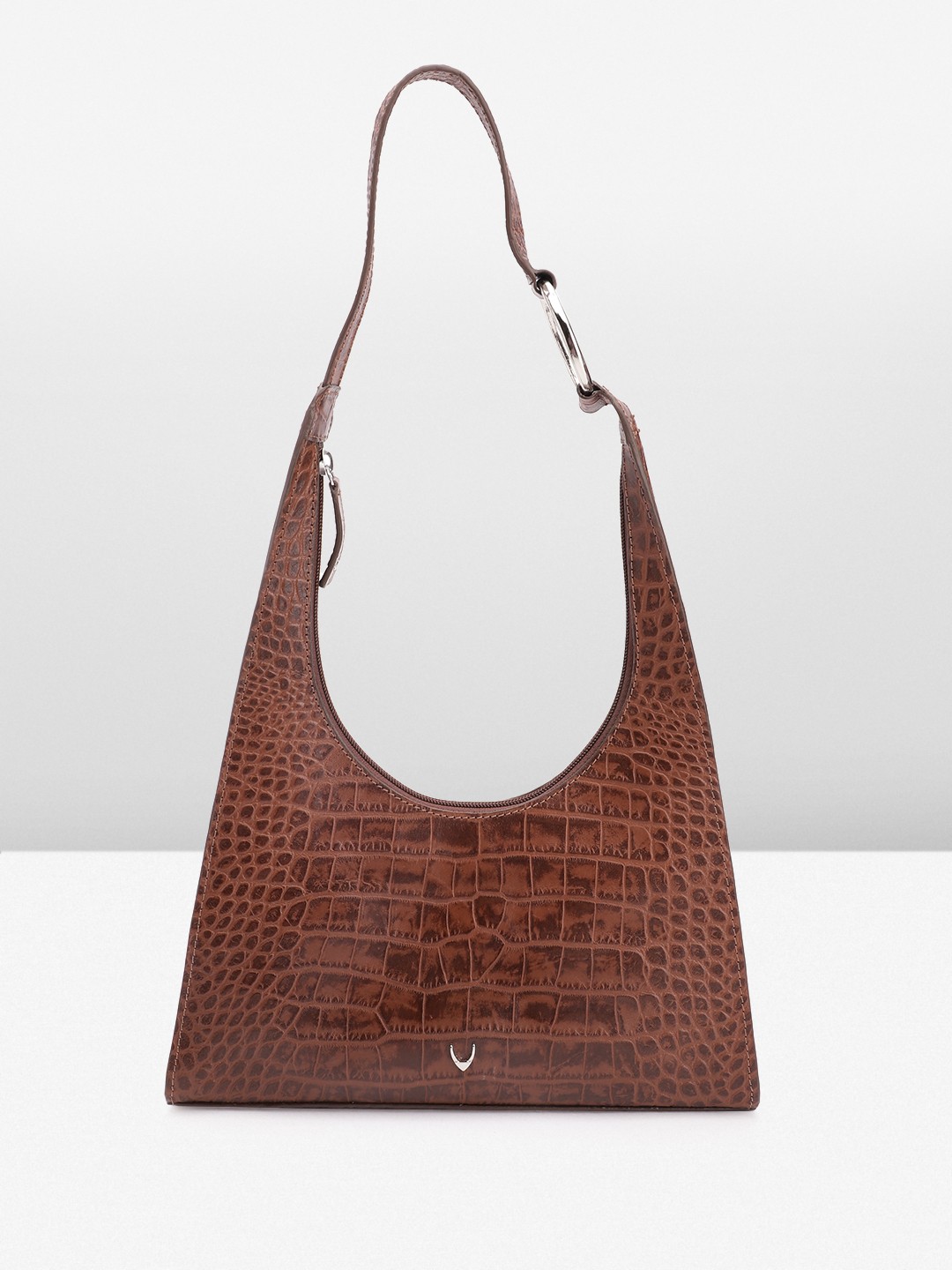 

Hidesign Croc-Textured Leather Structured Baguette Bag, Brown