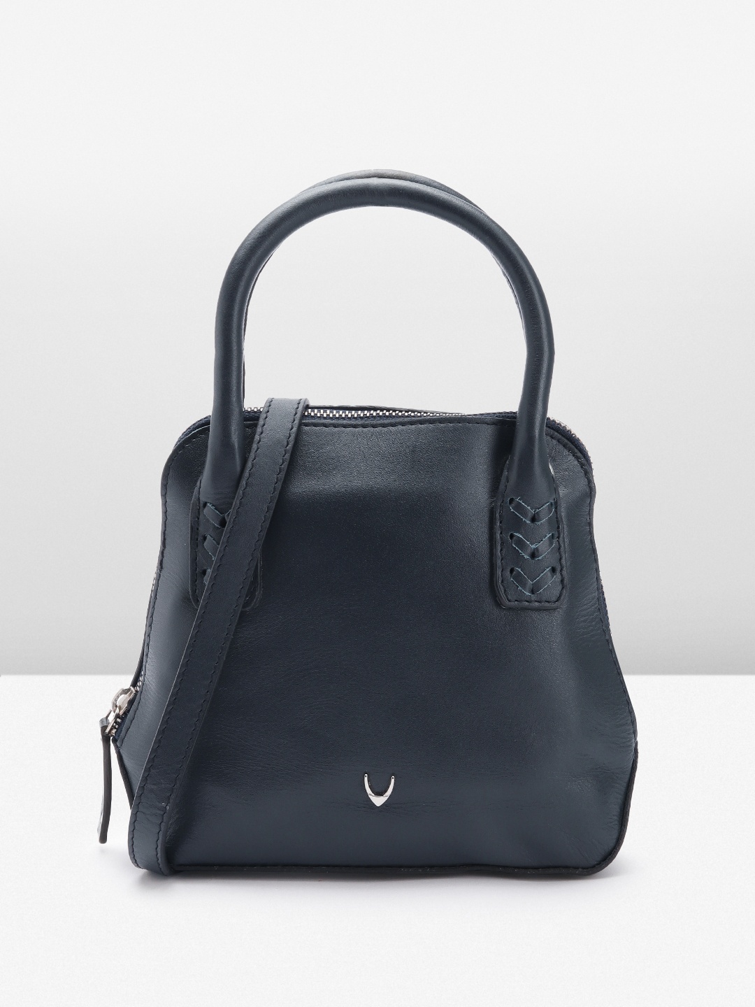 

Hidesign Leather Structured Handheld Bag, Navy blue