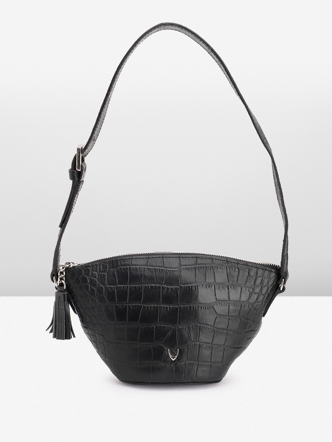 

Hidesign Croc Textured Leather Structured Shoulder Bag, Black