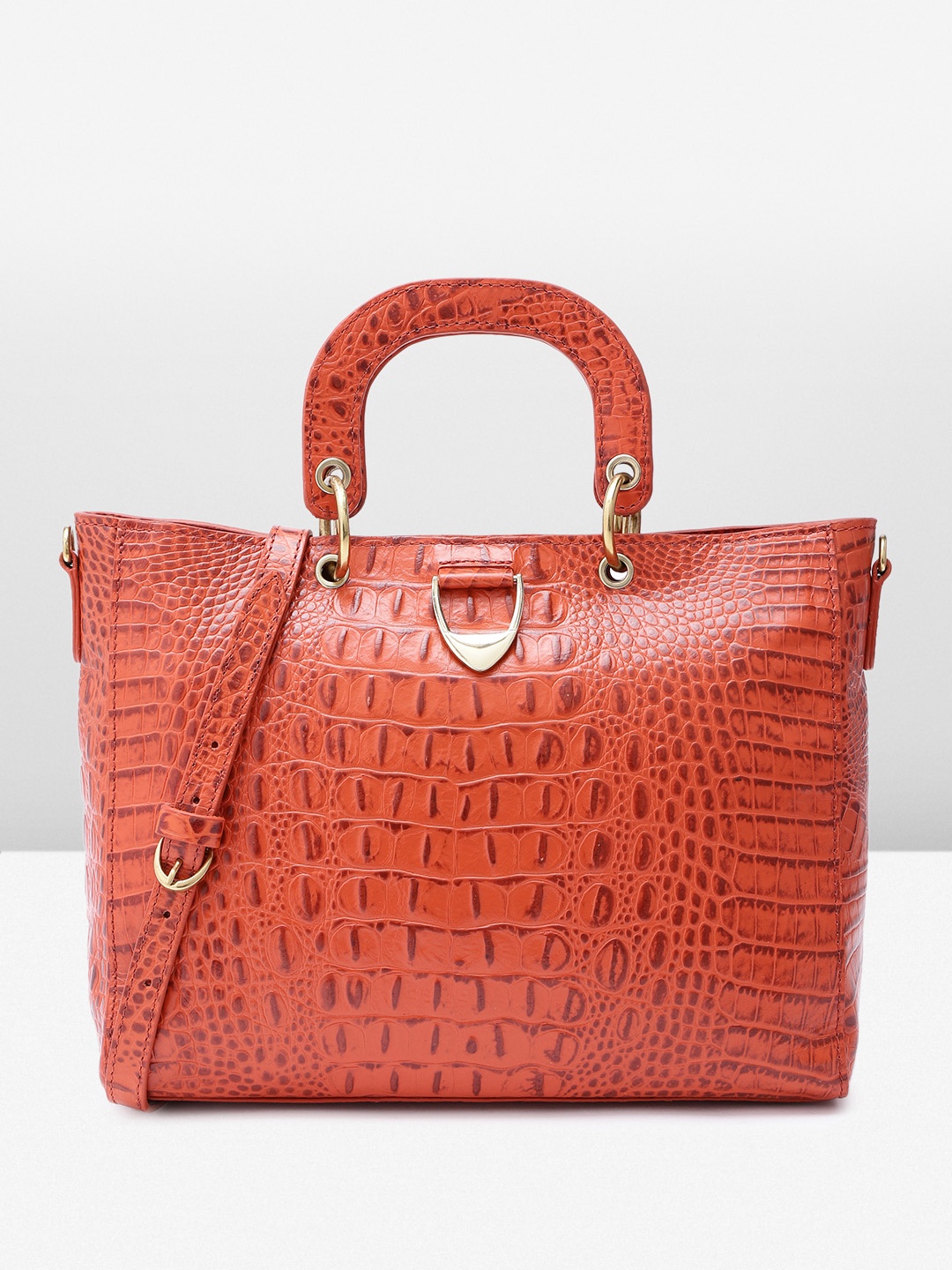 

Hidesign Women Textured Leather Handheld Bag, Orange