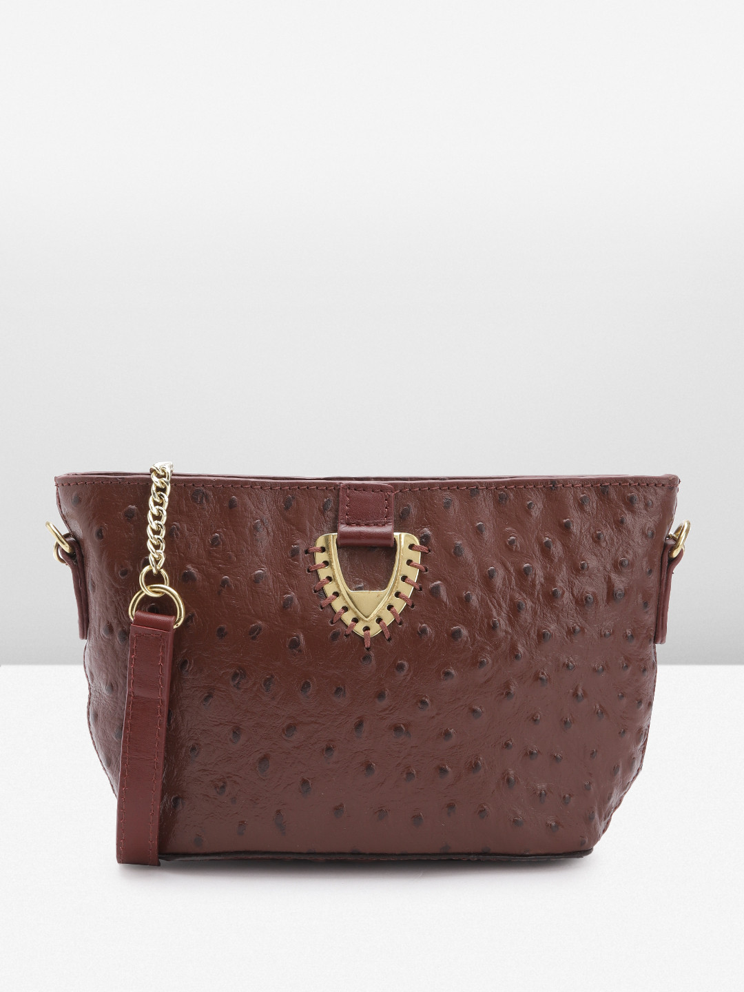 

Hidesign Textured Leather Structured Sling Bag, Maroon