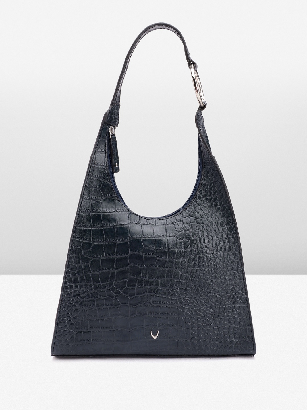 

Hidesign Croc Textured Leather Structured Baguette Bag, Navy blue