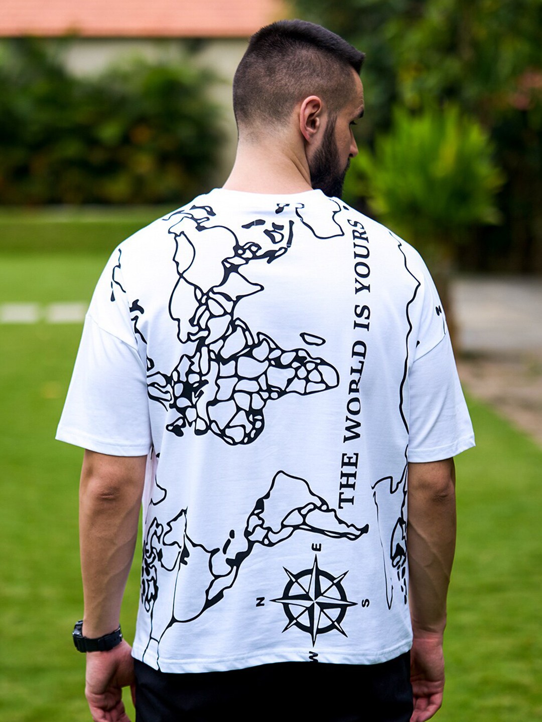 

Stormborn Graphic Printed Oversized Drop-Shoulder Pure Cotton T-shirt, White