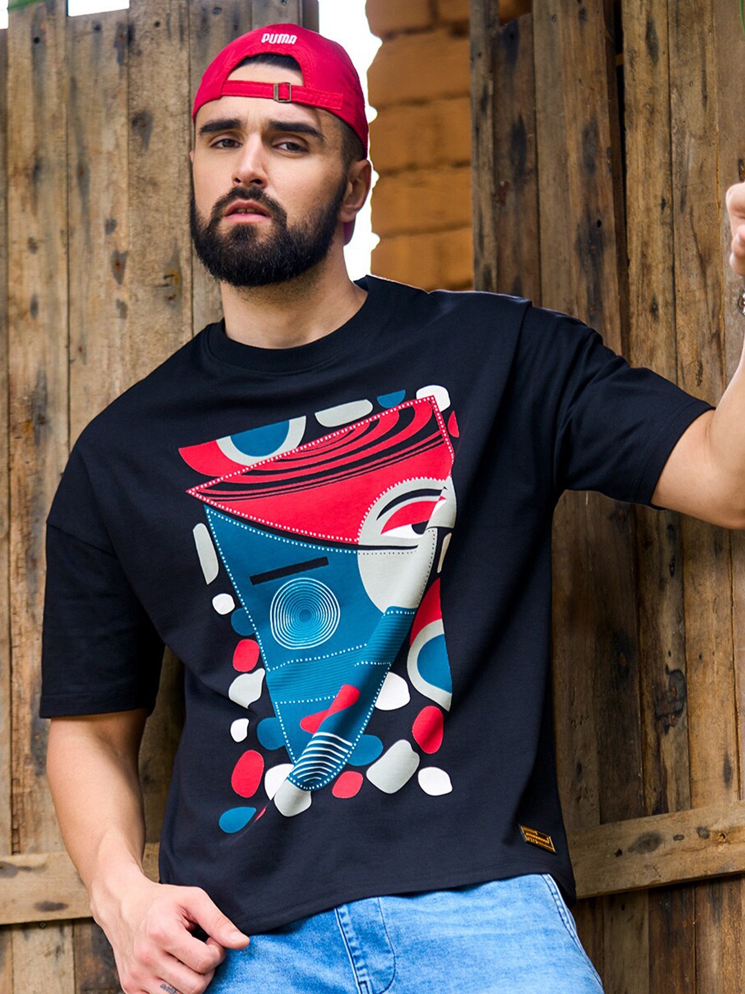 

Stormborn Graphic Printed Oversized Drop-Shoulder Pure Cotton T-shirt, Black