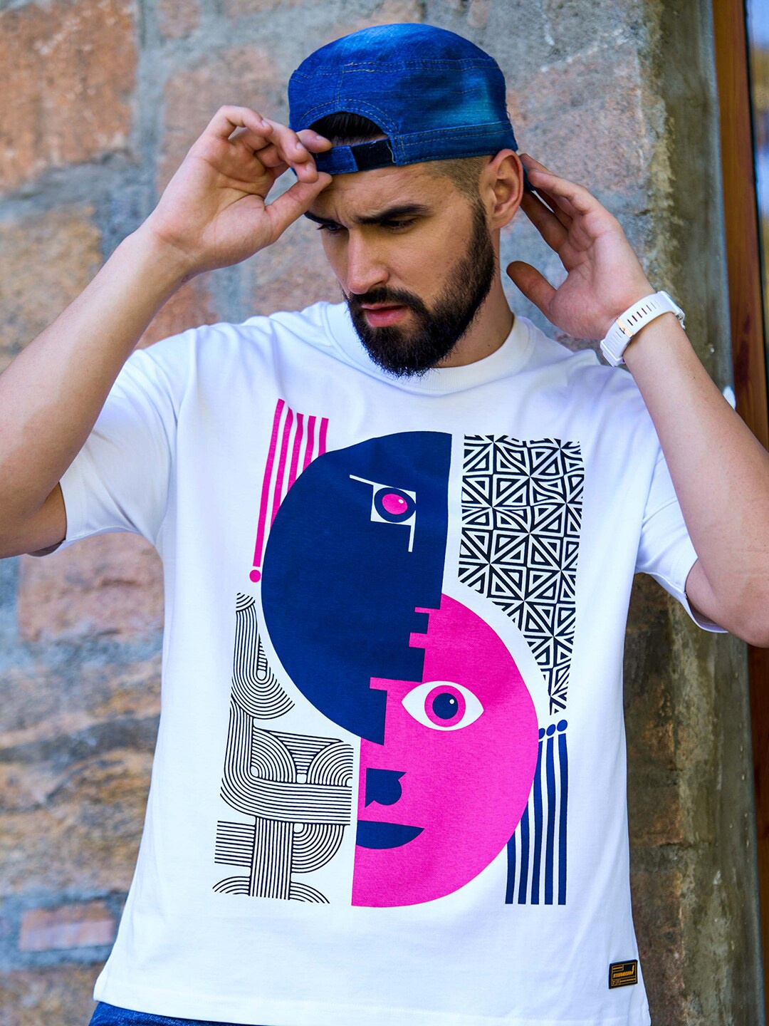 

Stormborn Graphic Printed Oversized Drop-Shoulder Cotton T-shirt, White