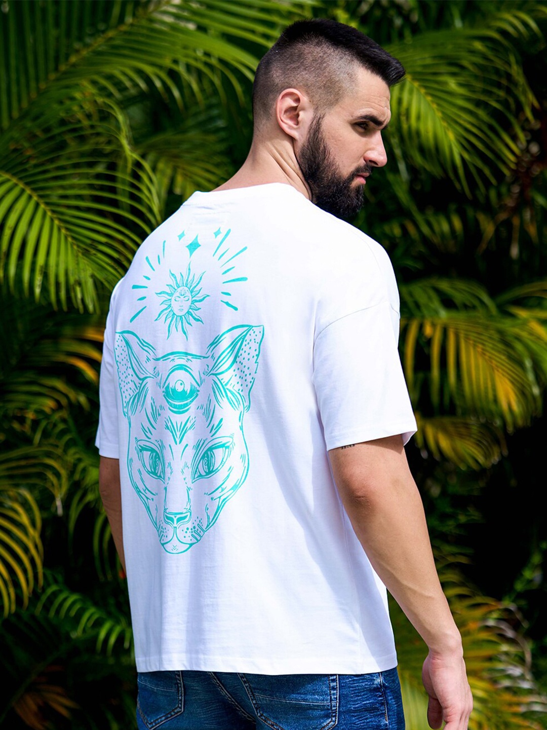 

Stormborn Graphic Printed Pure Cotton Oversized Drop-Shoulder T-shirt, White