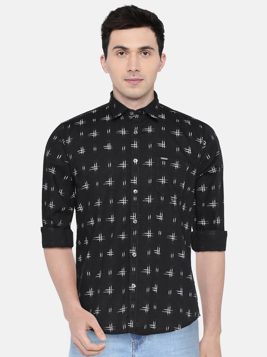 

Pepe Jeans Men Black Printed Casual Shirt