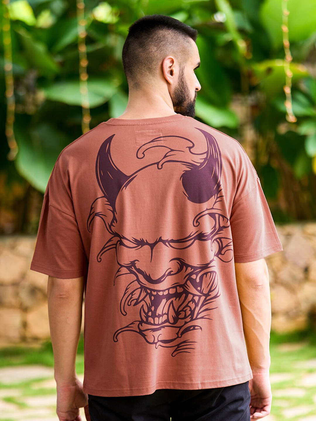 

Stormborn Graphic Printed Oversized Drop Shoulder Sleeves Pure Cotton T-Shirt, Brown