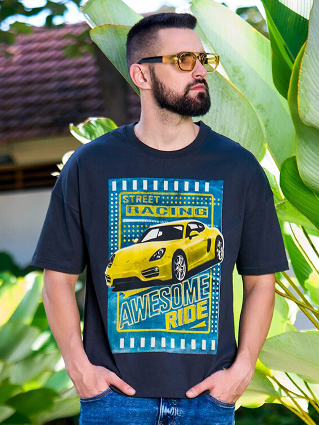 

Stormborn Graphic Printed Pure Cotton Oversized Drop-Shoulder T-shirt, Blue