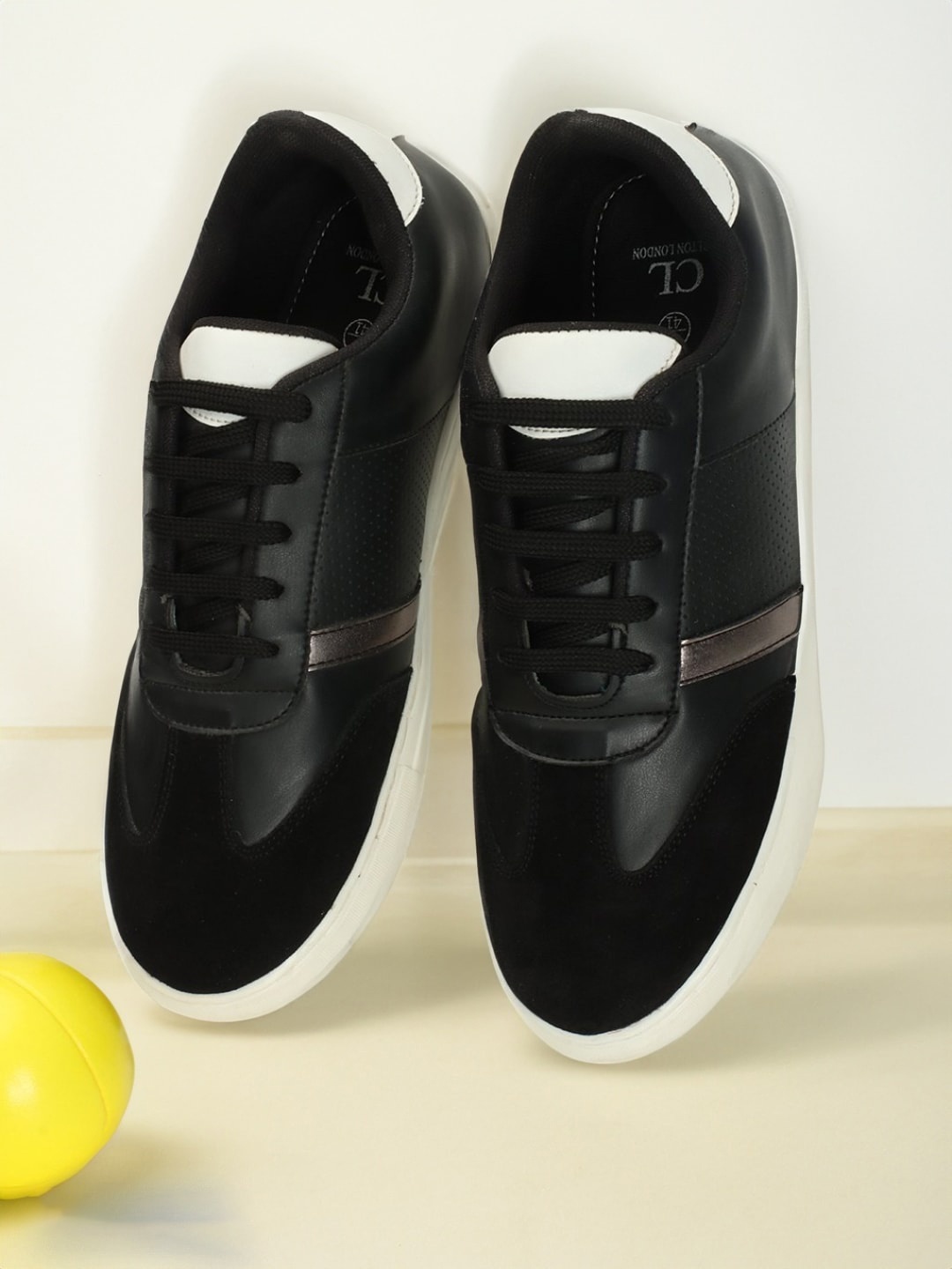 

Carlton London sports Men Leather Lightweight Comfort Insole Sneakers, Black