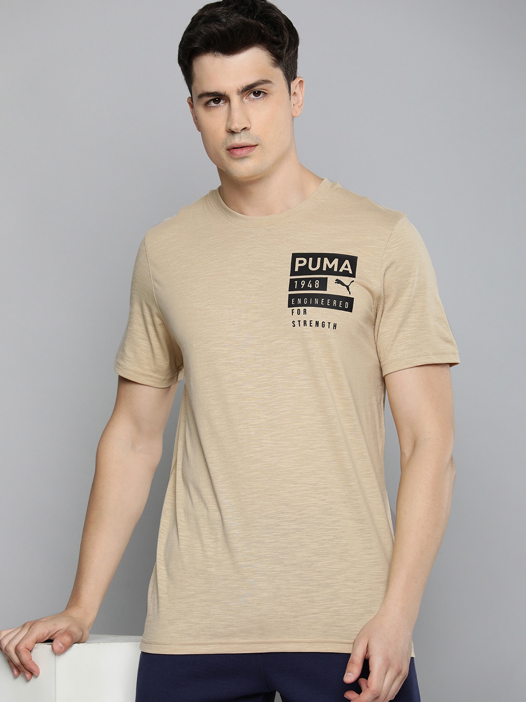 

Puma Brand Logo Printed dryCELL T-shirt, Beige