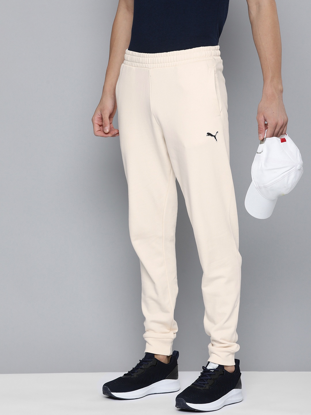 

Puma Men Mid-Rise Better Essentials Pure Cotton Joggers, Cream