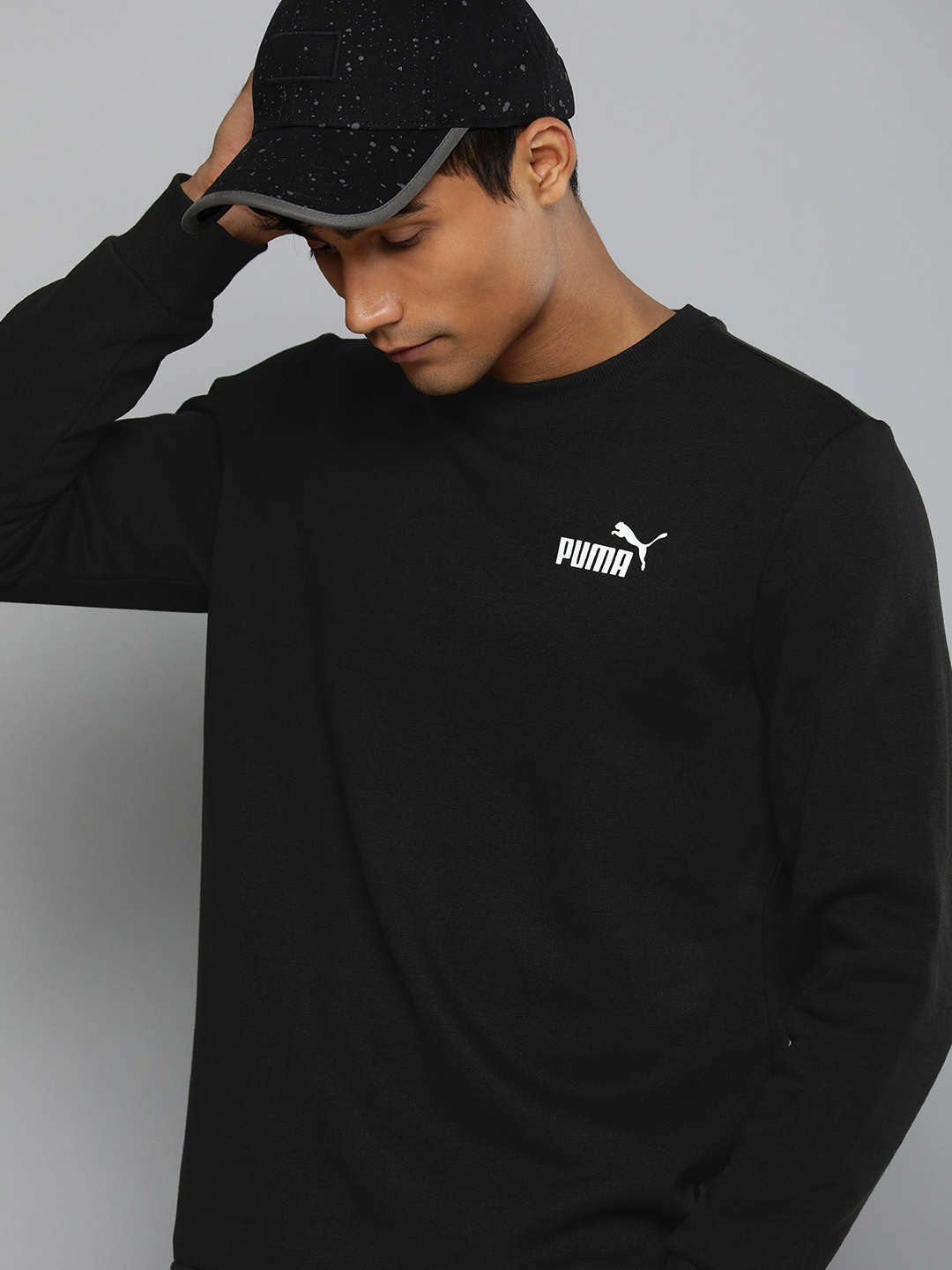

Puma Ess Small Logo Crew FL Applique Sweatshirt, Black