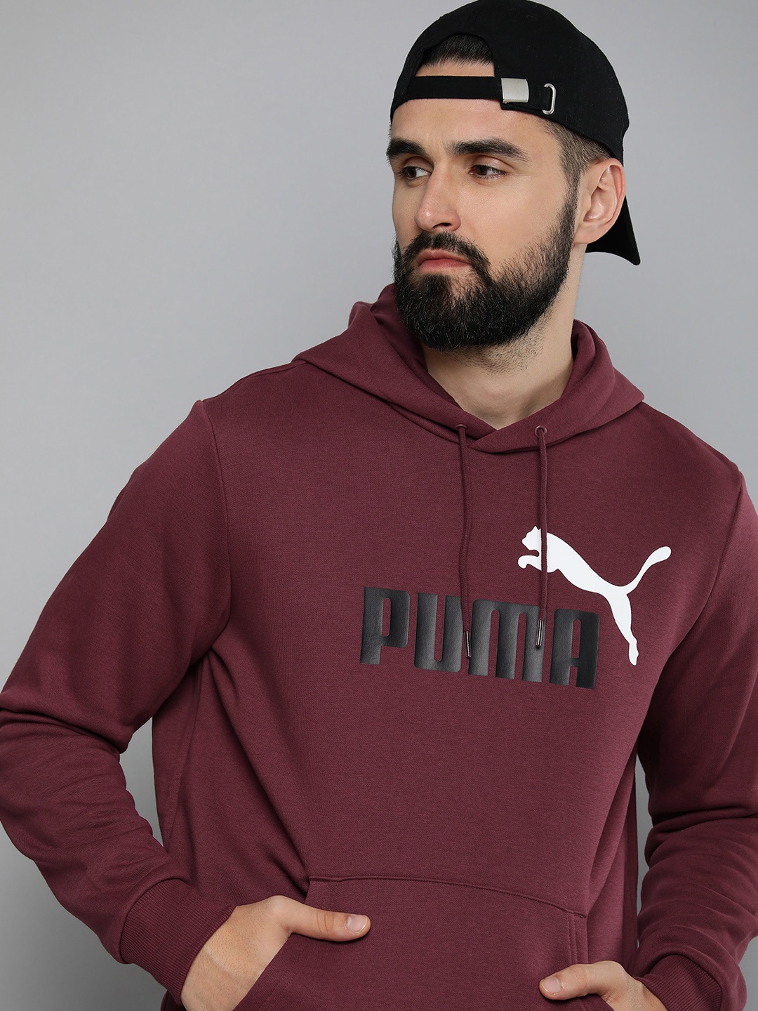 

Puma Essential Big Logo Printed Hooded Outdoor Sweatshirt, Burgundy