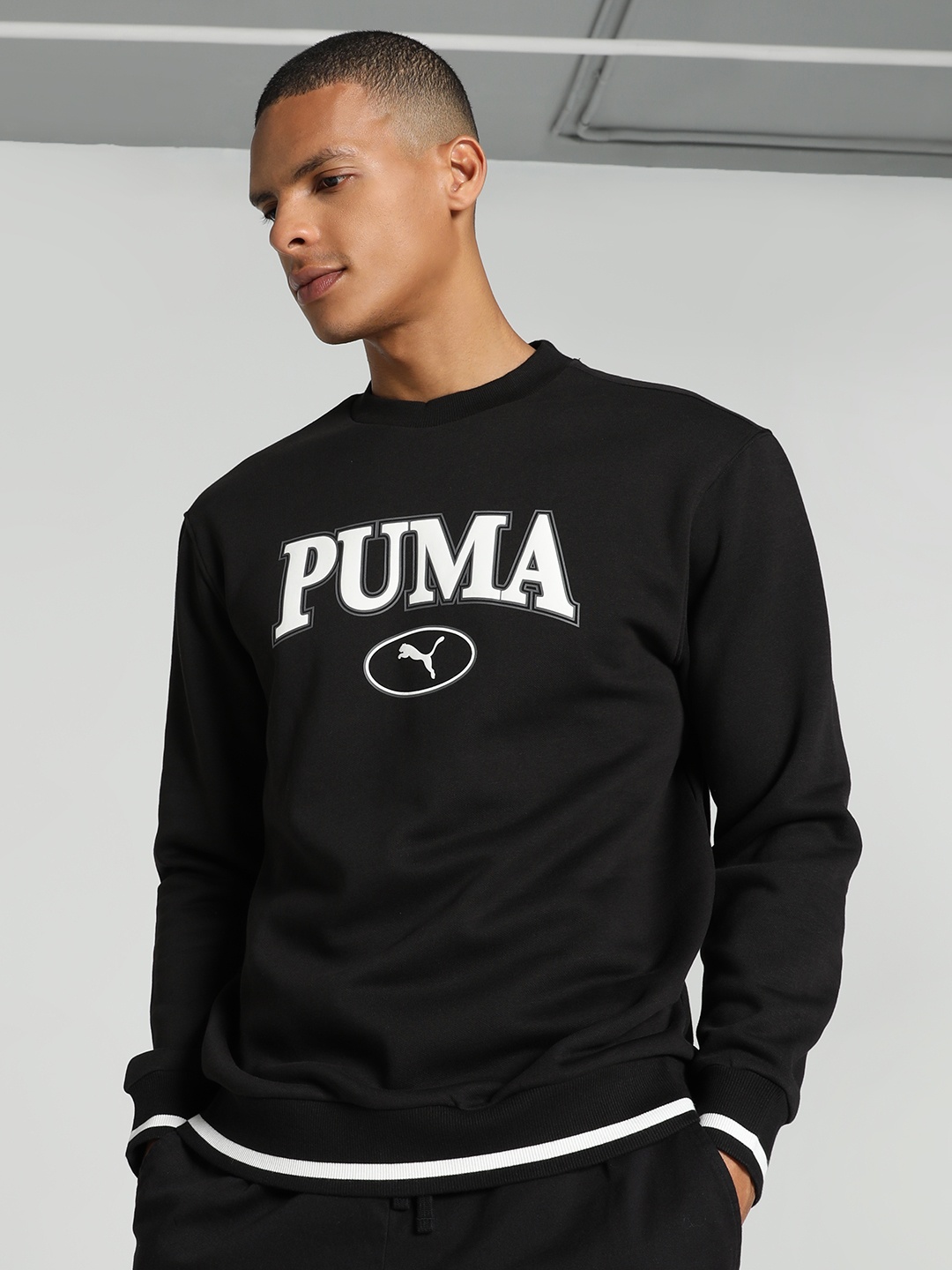 

Puma Squad Crew Brand Logo Printed Sweatshirt, Black