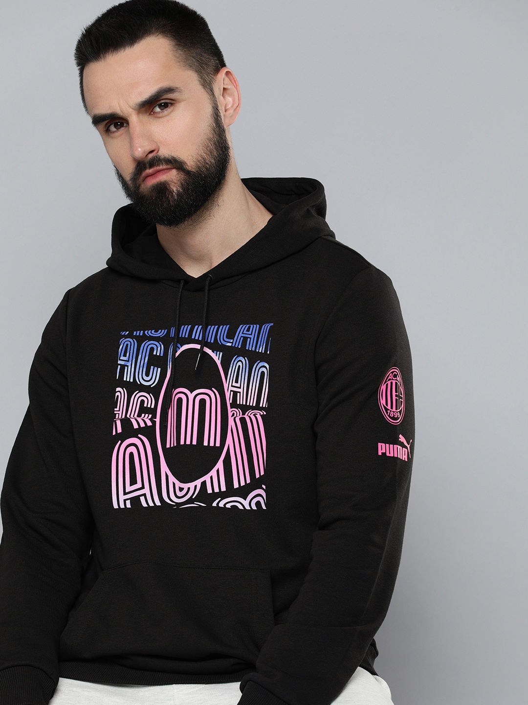 

Puma AC Milan FtblCore Printed Hooded Sweatshirt, Black