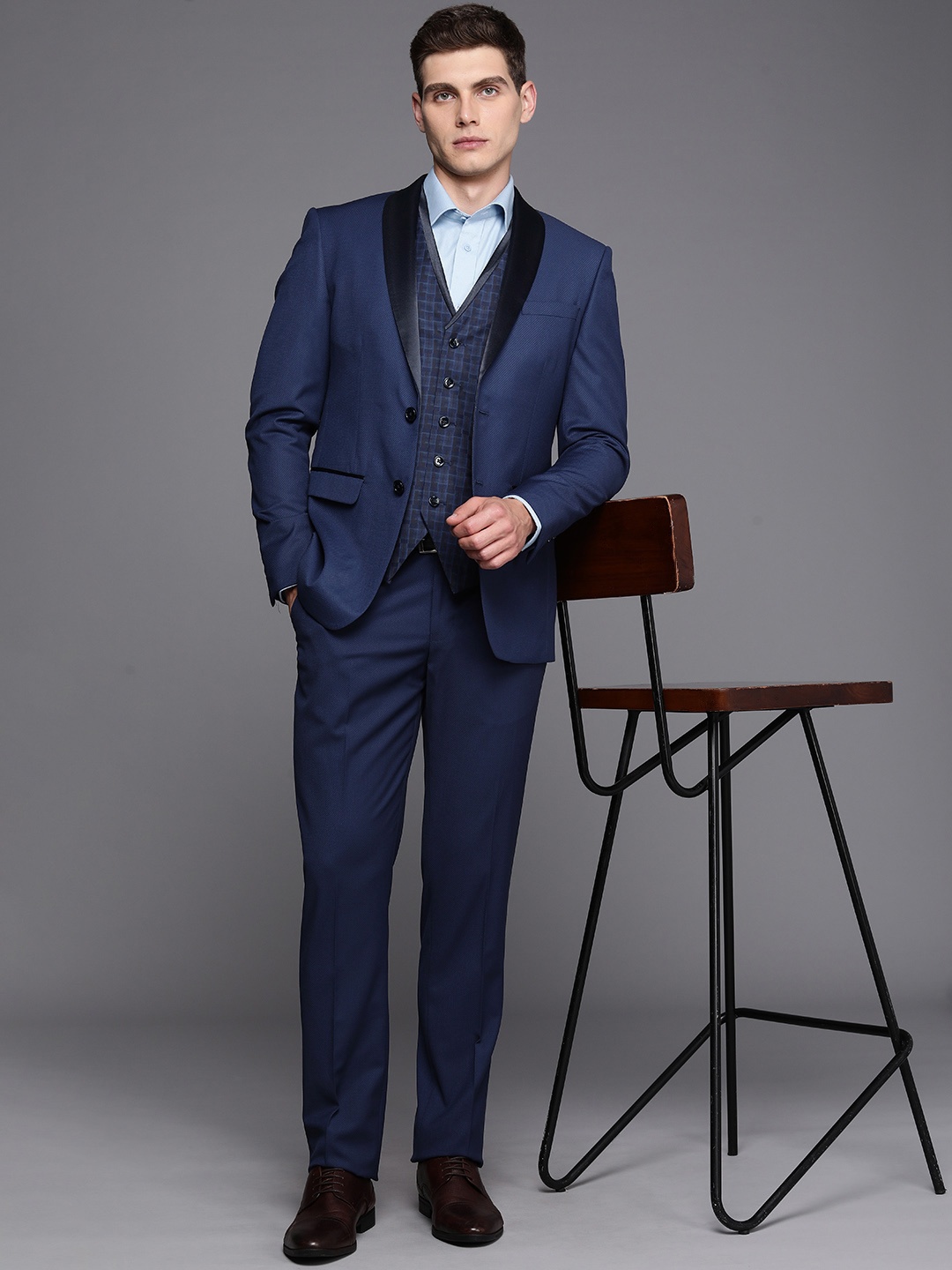 

Louis Philippe Men Slim Fit 3-Piece Set, Navy blue