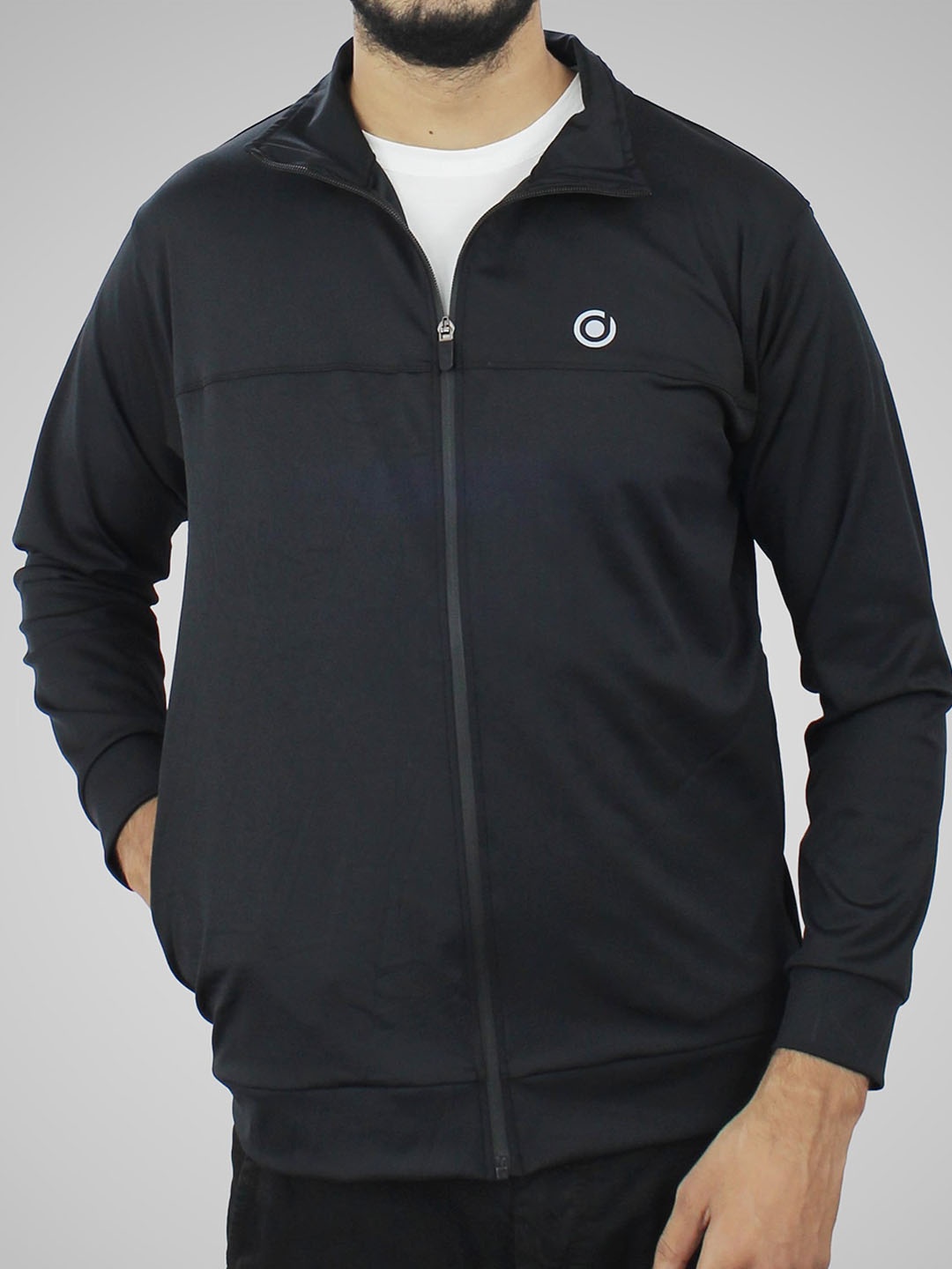 

Fasha Mock Collar Long Sleeves Training or Gym Sporty Jacket, Black