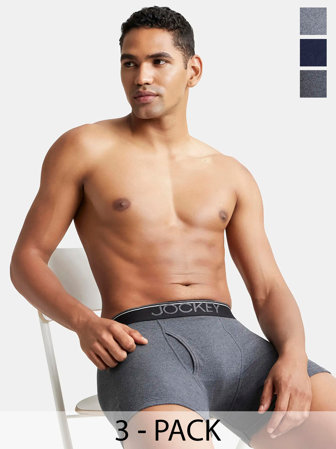 

Jockey Pack of 3 Super Combed Cotton Rib Boxer Brief with Ultrasoft Waistband-8009, Navy blue