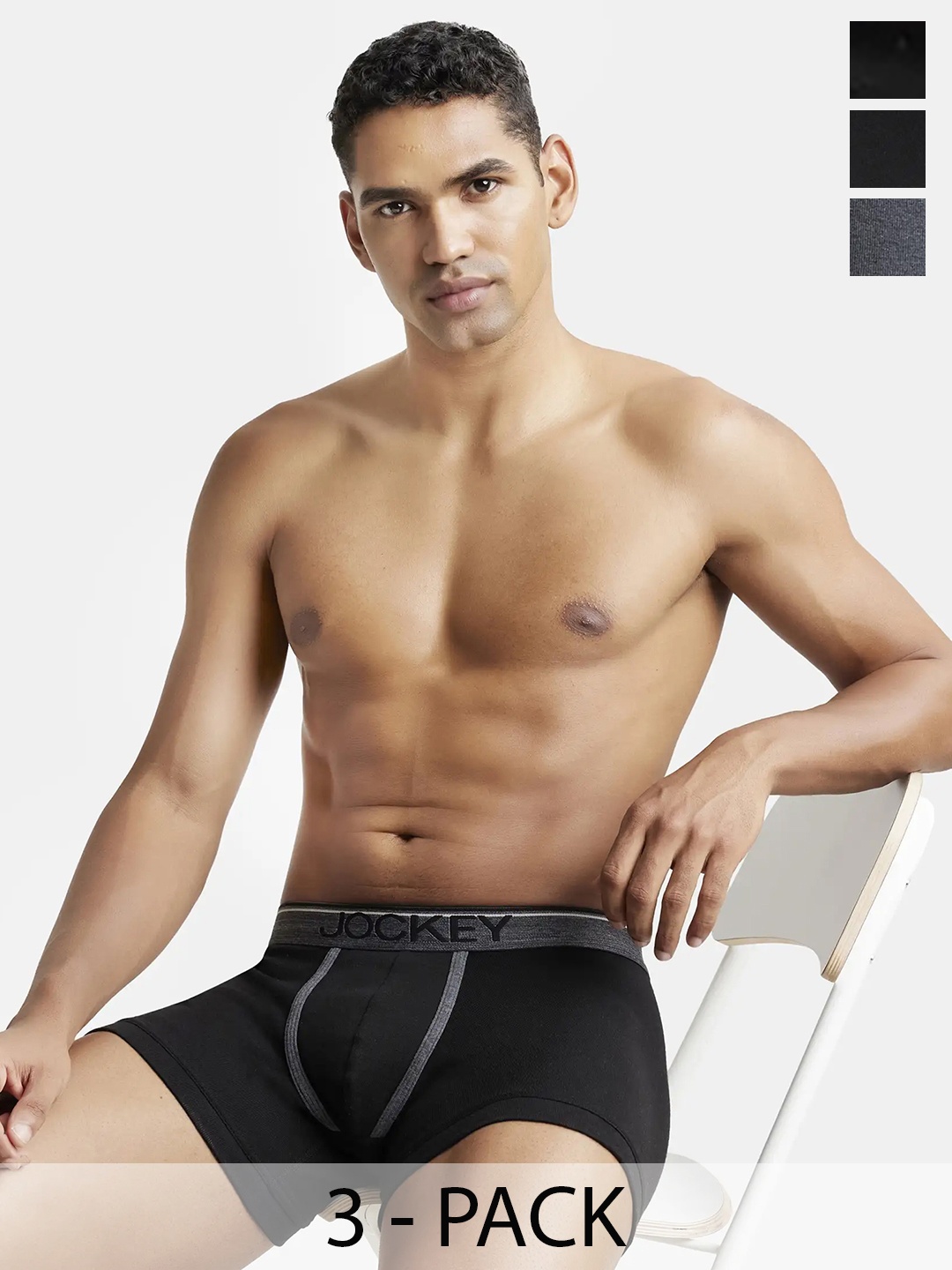 

Jockey Pack of 3 Super Combed Cotton Rib Boxer Brief with Ultrasoft Waistband-8009, Black