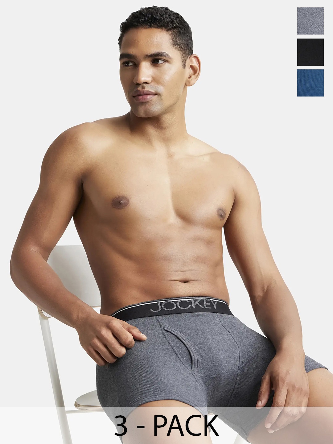 

Jockey Pack of 3 Super Combed Cotton Rib Boxer Brief with Ultrasoft Waistband-8009, Black